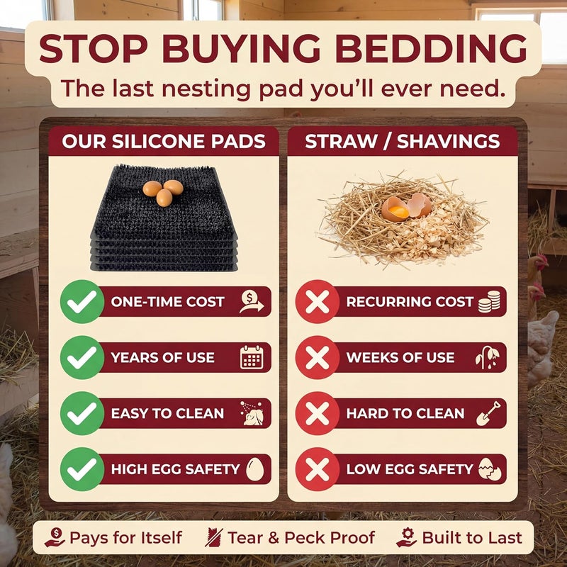LUMERAM 8X Ultra Soft Washable Chicken Nesting Pads - Premium Food Grade Nesting Box Mats, 100% BPA Free, Durable Washable, Ultra Soft Reusable, Easy to Clean - Image 4